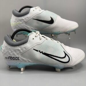 Nike React Hyperdiamond 4 Elite‎ Womens 10 Metal Softball Cleats White Low Shoes